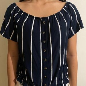 Navy Striped Blouse